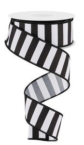 1.5"x10yd Medium Horizontal Stripe On Diagonal Weave, Black/White  MA96