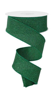 1.5"x10yd Fine Glitter On Faux Royal Burlap, Emerald Green/Hunter Green  MA101 DC2