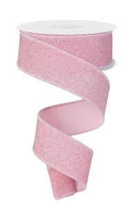 1.5"x10yd Fine Glitter On Faux Royal Burlap, Light Pink/Pink  DC3