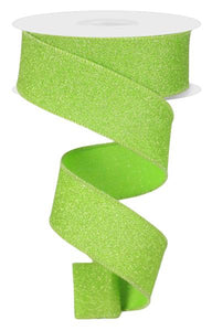 1.5"x10yd Fine Glitter On Faux Royal Burlap, Light Green/Fresh Green  MA100 DC4