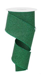 2.5"x10yd Fine Glitter On Faux Royal Burlap, Black/Emerald Green  DC3