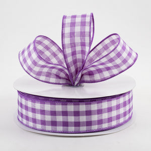 1.5"x50yd Woven Gingham Check, Purple/White  ***ARRIVING 3 DAYS***