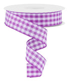 1.5"x50yd Woven Gingham Check, Purple/White  ***ARRIVING 3 DAYS***