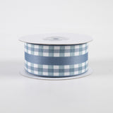 1.5"x10yd Mini Gingham w/Center Stripe Ribbon, Smoke Blue/White  JY28D