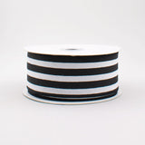 1.5"x10yd Vertical Stripe On Linen, Black/White  FF31 OC19