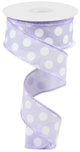 1.5"x10yd Medium Multi Dots, Light Lavender/White  JA12