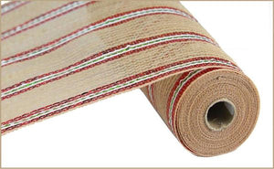 10.25" x 10yd Jute/Pp/Foil/Mesh, Natural/Red/Lime/White  STP1