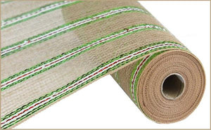 10.25" x 10yd Jute/Pp/Foil/Mesh, Natural/Lime/Red/White  STP1