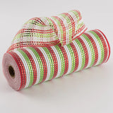 10.25" x 10yd Wide Foil Mesh, White/Red/Lime Green  SU35B