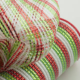 10.25" x 10yd Wide Foil Mesh, White/Red/Lime Green  SU35B