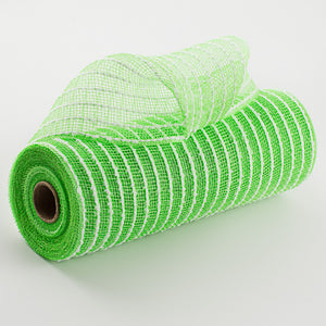 10.5"x10yd Cotton Drift/PP Mesh, Lime Green/White  SU35B
