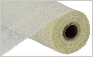 10.5"x10yd Faux Jute Check Fabric Mesh, Cream/White  SU35 ***ARRIVING SUMMER 2025***