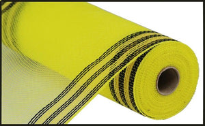 10.5"x10yd Poly/Faux Jute Border Stripe Mesh, Yellow/Black  SU35