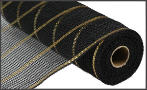 10.5"x10yd Poly/Faux Jute/Matte Mesh, Black/Gold  SU35