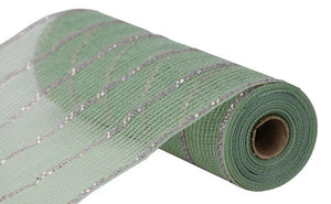 10.25"x10yd Poly/Faux Jute/Matte Mesh, Sage Green/Silver  SU35B