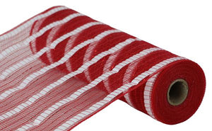 10.5"x10yd Wide Foil Stripe Mesh, Red/White ***ARRIVING SPRING 2024***