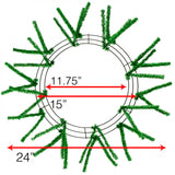 15" Wire, 25" OAD Pencil Work Wreath Frame X18 Ties, Metallic Emerald Green  WK