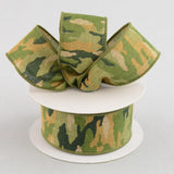 1.5"x10yd Camouflage On Royal Burlap, Greens/Gold/Tan/Black  ***ARRIVING SPRING 2024***