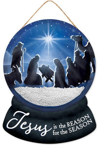 12"H x 9"L Jesus Is The Reason Snow Globe, Blue/Black/White  WS4