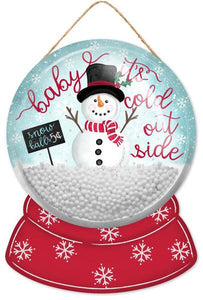 12"H x 9"L  Glitter Baby It's Cold Outside Snow Globe Dome, Red/Ice Blue/Black/White  WS4