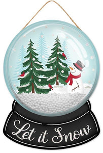 12"H x 9"L Let It Snow/Snow Globe Dome, Robins Egg/Black/White/Green/Red  WS4