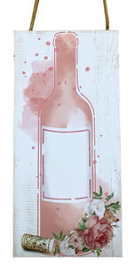 12.5"H x 6"W Blank Wine Bottle Sign, White/Pink/Blush  WS