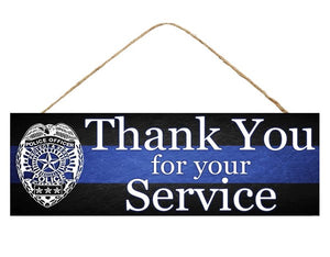 15"L X 5"H Police Thank You Sign, Black/Blue/White  WS3