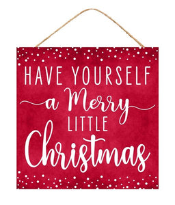 10"SQ Merry Little Christmas Sign, Red/White  WS3