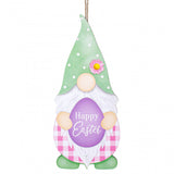 13.25"H x 5.75"L Happy Easter Gnome Shape, Mint/White/Light Pink/Lavender/Yellow  WS1