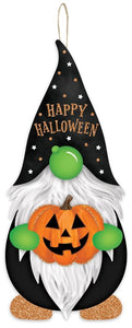 13.25"H x 5.75"L Halloween Gnome Shape, Black/White/Orange/Lime Green  WS1