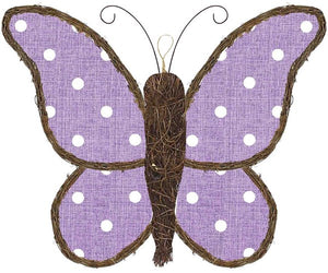 21"Lx17"H Vine/Fabric Butterfly, Lavender/White/Natural  SU43WC