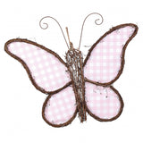 21.5"Lx17"H Vine/Check Butterfly, Light Pink/White/Natural  SU43WCD