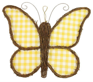 21.5"Lx17"H Vine/Check Butterfly, Yellow/White/Natural  SU43WC