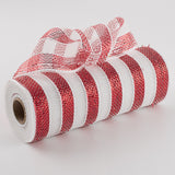 10"X10YD Stripe Deco Mesh, Red/White Stripe - KRINGLE DESIGNS