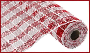 10"X10yd Metallic Check Mesh, Red/White - KRINGLE DESIGNS