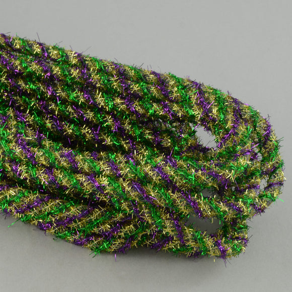 8mmx20yd Tinsel Flex Tubing, Mardi Gras (Emerald Green/Purple/Gold)  WL