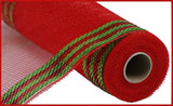 10.5"x10yd Border Stripe Metallic Mesh, Red/Lime  SU35