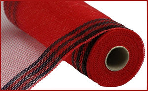 10.5"x10yd Border Stripe Metallic Mesh, Red/Black  SU35