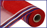 10"x10yd Border Stripe Metallic Mesh, Red/White/Blue Foil  SU35