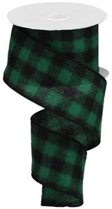2.5"x10yd Flannel Check, Emerald Green/Black  BT11