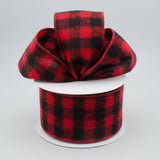 2.5"x10yd Flannel Check, Red/Black  BT11 - KRINGLE DESIGNS