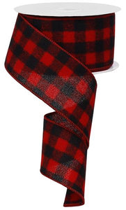 2.5"x10yd Fuzzy Large Check, Red/Black
