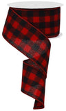 2.5"X10YD Flannel Check, Red/Black - KRINGLE DESIGNS
