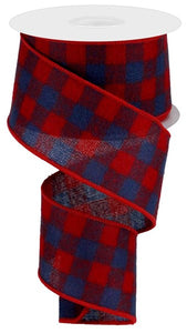 2.5"x10yd Flannel Check, Red/Royal Blue  BT11