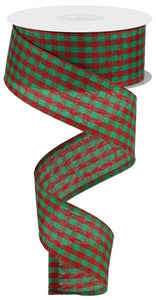1.5"x10yd Gingham Check, Red/Emerald Green  FF6