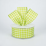 1.5"x10yd Gingham Check, Apple Green/White  J29