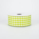 1.5"x10yd Gingham Check, Apple Green/White  J29