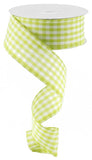 1.5"x10yd Gingham Check, Apple Green/White  J29