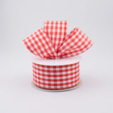1.5"x10yd Gingham Check, Red/White  F10