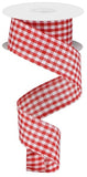 1.5"x10yd Gingham Check, Red/White  F10
